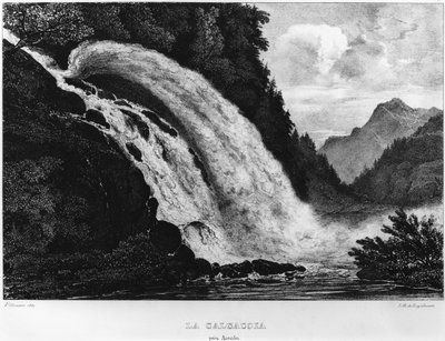 Veduta della cascata di Calcaccia, 1831 da Louis Jules Frederic Villeneuve